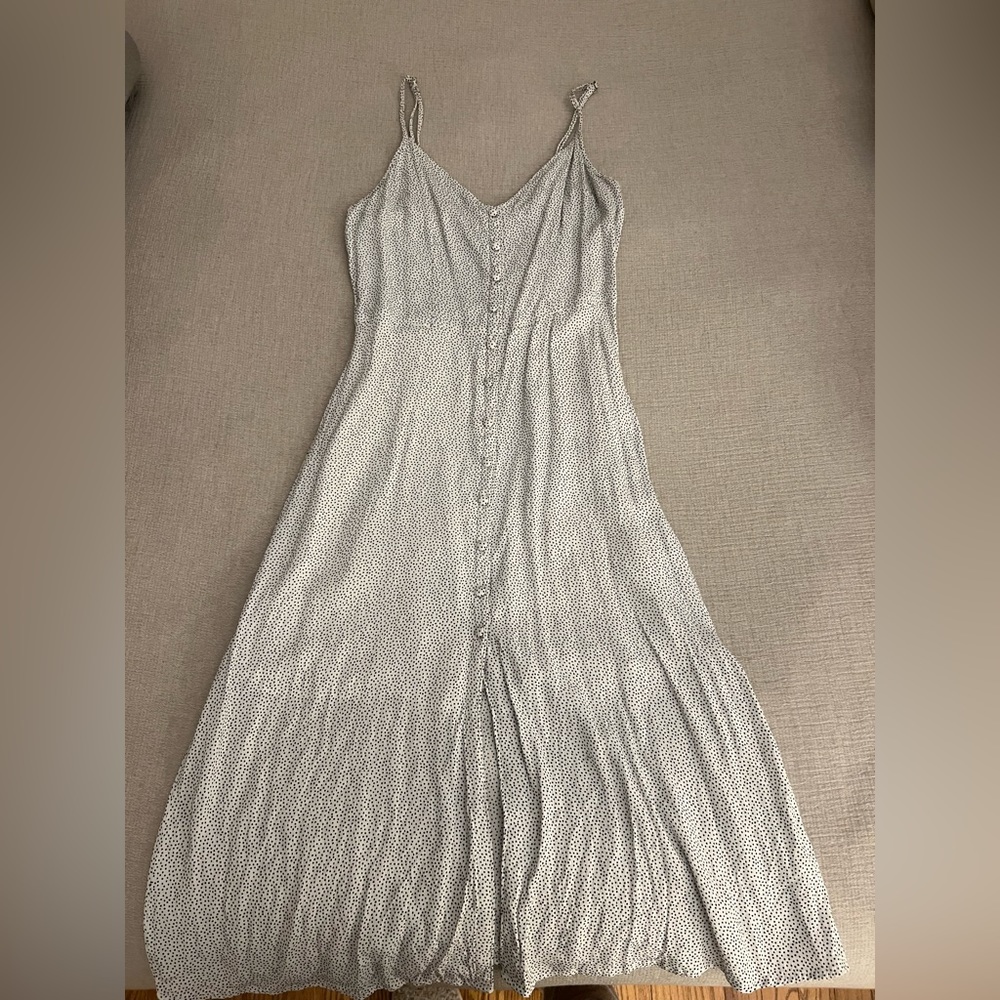 Abercrombie white dress with black polka dots
